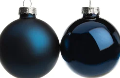 Weihnachtskugeln blau matt und glänzend D 6 cm 10 St. Weihnachtskugeln & -Anhänger