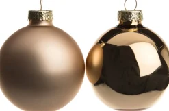 Weihnachtskugeln taupe matt und glänzend D 6 cm 10 St. Weihnachtskugeln & -Anhänger