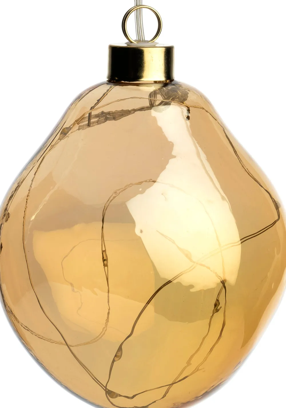 Outlet Weihnachtskugel Avoca halbtransparent orange mit Beleuchtung D 10 cm Weihnachtsdeko Zum Aufhängen