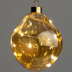 Outlet Weihnachtskugel Avoca halbtransparent orange mit Beleuchtung D 10 cm Weihnachtsdeko Zum Aufhängen