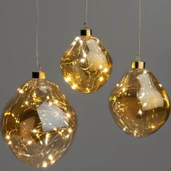 Outlet Weihnachtskugel Avoca halbtransparent orange mit Beleuchtung D 10 cm Weihnachtsdeko Zum Aufhängen