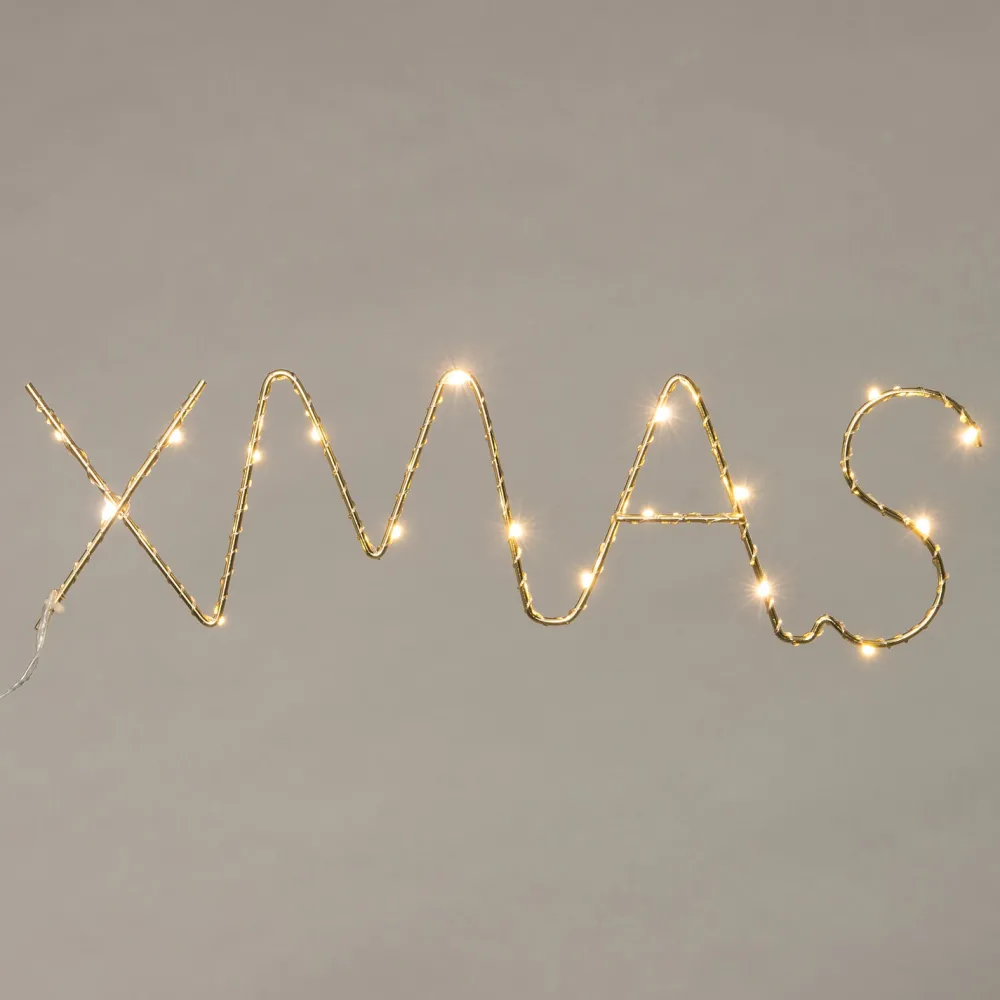 Hot Weihnachtsleuchte XMAS gold 37 x 2,5 x 11 cm mit 30 LEDs warmweiß Weihnachtsleuchten