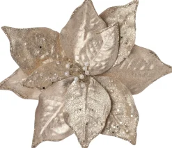 Weihnachtsschmuck Josa Blume mit Clip gold D 24 H 24 cm Weihnachtskugeln & -Anhänger