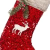 Outlet Weihnachtssocke Pailletten Hirsch rot 52 x 18 x 2 cm Weihnachtsdeko Zum Aufhängen