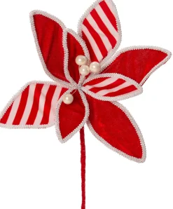 Best Weihnachtsstecker Candyline Blume rot / weiß 25 x 25 x 35 cm Weihnachtszweige & -Blumen