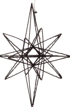 Best Weihnachtsstern Nala schwarz beleuchtet mit 25 LEDs warmweiß D 21 H 25 cm Weihnachtsdeko Zum Aufhängen|Weihnachtssterne