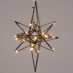 Best Weihnachtsstern Nala schwarz beleuchtet mit 25 LEDs warmweiß D 21 H 25 cm Weihnachtsdeko Zum Aufhängen|Weihnachtssterne