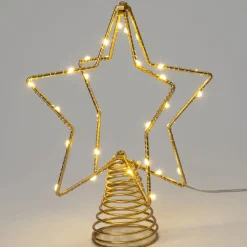 Outlet Weihnachtsstern mit Fuß gold mit Beleuchtung D 19,5 H 23,5 cm Weihnachtssterne