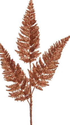 Clearance Weihnachtszweig Farnblatt mit Glitzer orange 63 cm Weihnachtszweige & -Blumen