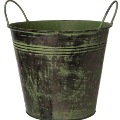 Clearance Zinkeimer mit Griff grün D 25 H 21 cm Zinkwannen & -Eimer|Blumentöpfe & Pflanzgefäße