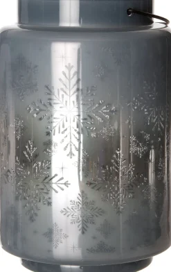 Clearance  Laterne Schneeflocke blau beleuchtet mit LED warmweiß D 12,2 H 16,7 cm Laternen & Windlichter