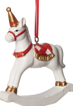 Best  Weihnachtsbaumschmuck Schaukelpferd weiß 6,5 x 3 x 9 cm Weihnachtskugeln & -Anhänger