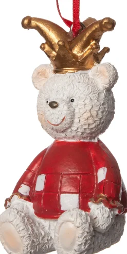  Weihnachtsbaumschmuck Bär mit Krone weiß 4,5 x 4 x 7 cm Weihnachtskugeln & -Anhänger