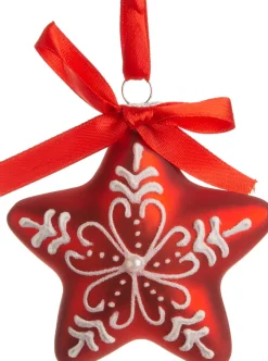  Weihnachtsbaumschmuck Stern rot / weiß 8 x 3 x 7,5 cm Weihnachtskugeln & -Anhänger