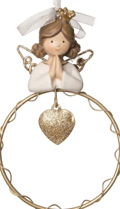 Best  Weihnachtsbaumschmuck Engel mit Herz gold/weiß 9,5 x 3,5 x 15 cm Weihnachtskugeln & -Anhänger