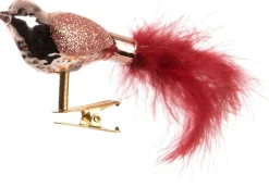 Best  Weihnachtsschmuck Vogel mit Clip rosa / rot 6,5 x 2 x 2,5 cm Weihnachtskugeln & -Anhänger