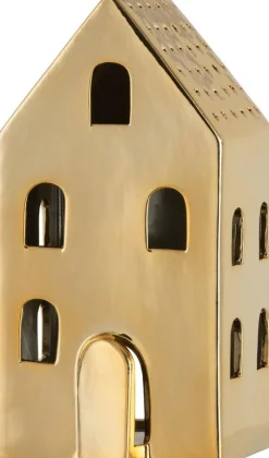 Hot J-Line Teelichthalter Haus Caroline gold 11 x 9,5 x 21,5 cm Teelichthalter