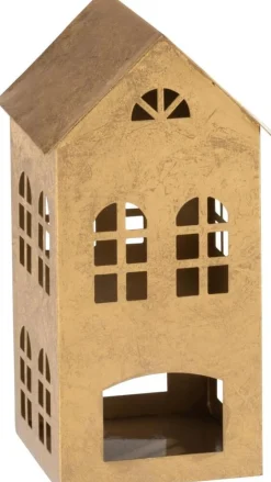 Clearance J-Line Teelichthalter Haus Alpha gold 15 x 14,5 x 28 cm Teelichthalter
