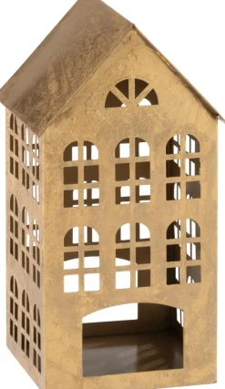 Outlet J-Line Teelichthalter Haus Kappa gold 17,5 x 17 x 32,5 cm Teelichthalter