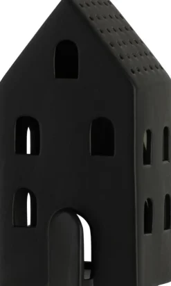 J-Line Teelichthalter Haus Caroline schwarz 11 x 9,5 x 21,5 cm Teelichthalter
