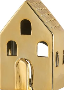 Outlet J-Line Teelichthalter Haus Caroline gold 8 x 6,5 x 12,5 cm Teelichthalter