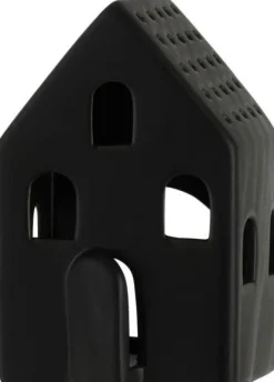 Discount J-Line Teelichthalter Haus Caroline schwarz 8 x 6,5 x 12,5 cm Teelichthalter