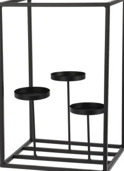 Kerzenständer Ella mit 3 Haltern schwarz 24 x 20 x 36 cm Teelichthalter