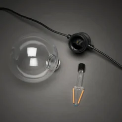 Konstsmide LED Lichterkette schwarz 5 m mit 10 austauschbaren Leuchten Außenlichterketten