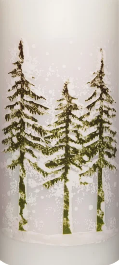 Outlet LED Kerze mit Baum und Stern-Projektion D 7 H 15 cm weiß Led Kerzen