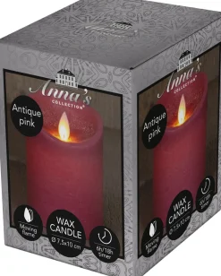 Best LED Kerze Rustic D 7,5 H 10 cm altrosa Led Kerzen