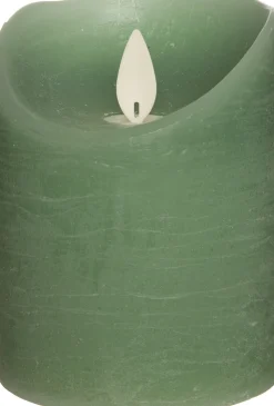 New LED Kerze Rustic D 7,5 H 10 cm grün Led Kerzen