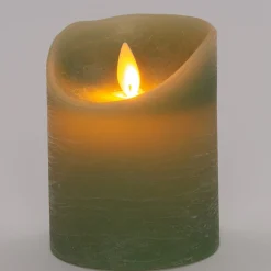 New LED Kerze Rustic D 7,5 H 10 cm grün Led Kerzen