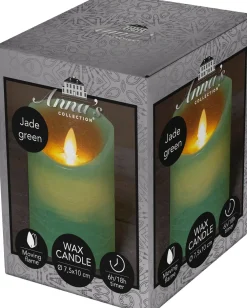 New LED Kerze Rustic D 7,5 H 10 cm grün Led Kerzen