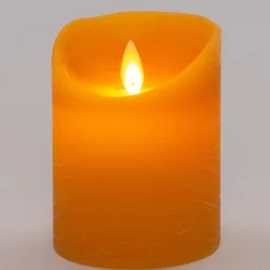 New LED Kerze 'Rustik' mit Timer D 7,5 H 10 cm gelb Led Kerzen