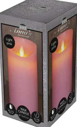 Clearance LED Kerze 'Rustik' mit Timer D 7,5 H 15 cm rosa Led Kerzen