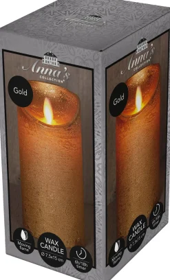 Best LED Kerze 'Rustik' mit Timer H 15 cm gold Led Kerzen