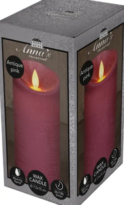 Sale LED Kerze 'Rustik' mit Timer D 7,5 H 15 cm altrosa Led Kerzen