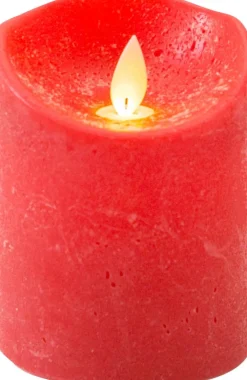 Online LED Kerze 'Rustik' mit Timer D 7,5 H 10 cm rot Led Kerzen