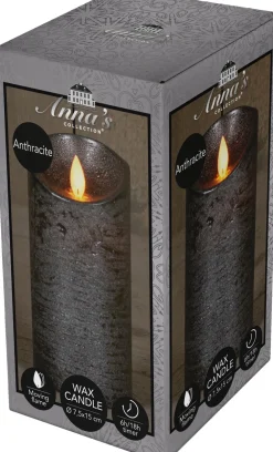 Sale LED Kerze 'Rustik' mit Timer 15 cm anthrazit Led Kerzen