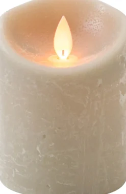 Best LED Kerze 'Rustik' mit Timer D 7,5 H 10 cm grau Led Kerzen