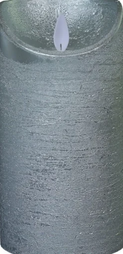 Sale LED Kerze 'Rustik' mit Timer H 15 cm silber Led Kerzen