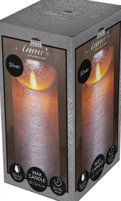 Sale LED Kerze 'Rustik' mit Timer H 15 cm silber Led Kerzen