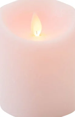 New LED Kerze 'Rustik' mit Timer D 7,5 H 10 cm rosa Led Kerzen