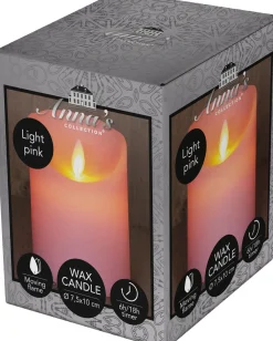 New LED Kerze 'Rustik' mit Timer D 7,5 H 10 cm rosa Led Kerzen