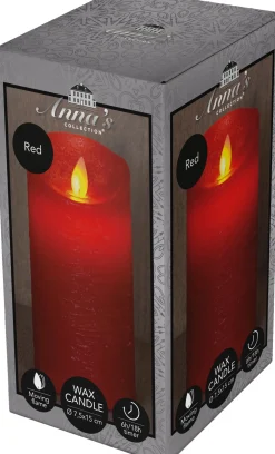 Best LED Kerze 'Rustik' mit Timer D 7,5 H 15 cm rot Led Kerzen