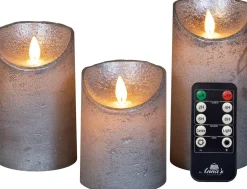 New LED Kerzen 3er-Set mit Fernbedienung silber Led Kerzen