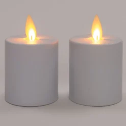 LED Kerzen mit beweglicher Flamme D 4,5 H 8 cm weiß 2 St. Led Kerzen