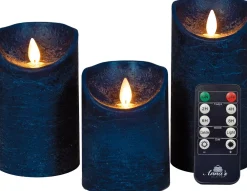 Sale LED Kerzen Rustic 3er-Set mit Fernbedienung blau Led Kerzen
