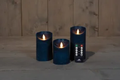 Sale LED Kerzen Rustic 3er-Set mit Fernbedienung blau Led Kerzen