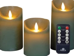 Hot LED Kerzen Rustic 3er-Set mit Fernbedienung grün Led Kerzen